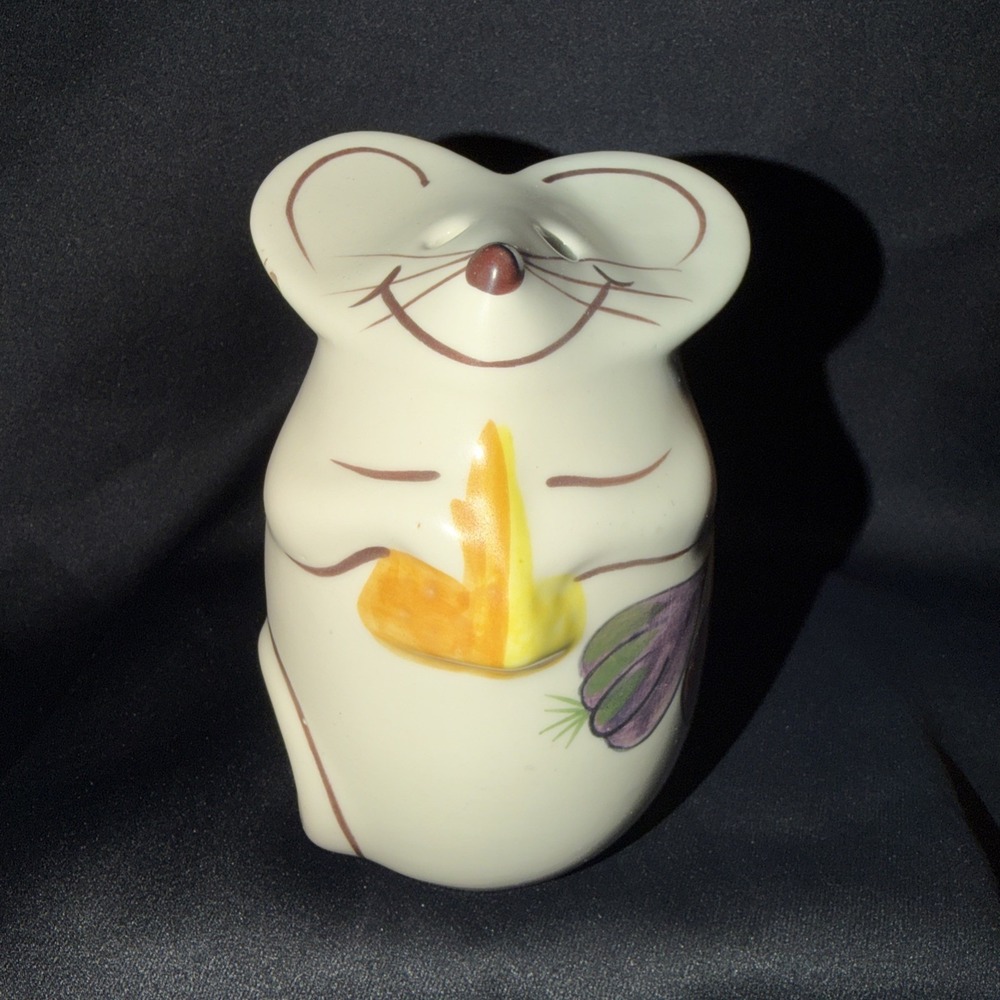 Mouse Parmesan Cheese Shaker Laurie Gates Ceramic Happy Mouse Vintage Kitchen